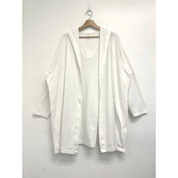 Eileen Fisher Coastal Organic Cotton Hooded Open Front Lightweight Sweatshirt 2X - Picture 1 of 9